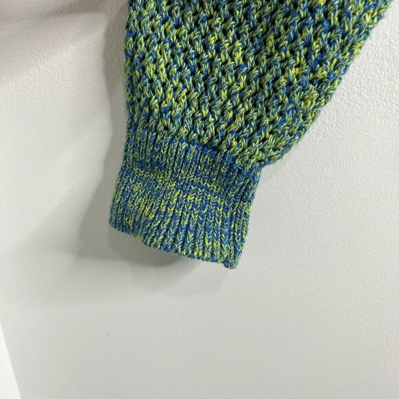 Stussy 2 Tone Loose Gauge Sweater Mens L Green Blue Marled Waffle Chunky Knit - Picture 4 of 10